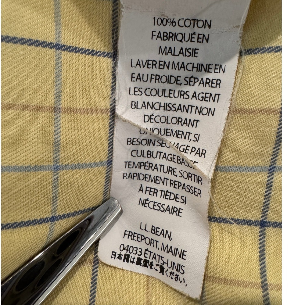 L.L. Bean 2XL Tall Button Down Shirt Short Sleeve Yellow Plaid Wrinkle Resistant - Picture 6 of 9